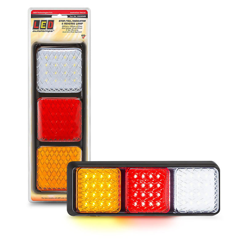 LED Autolamps 282ARWM 12/24V Stop/Tail/Indicator/Reverse Amber Red LED Light