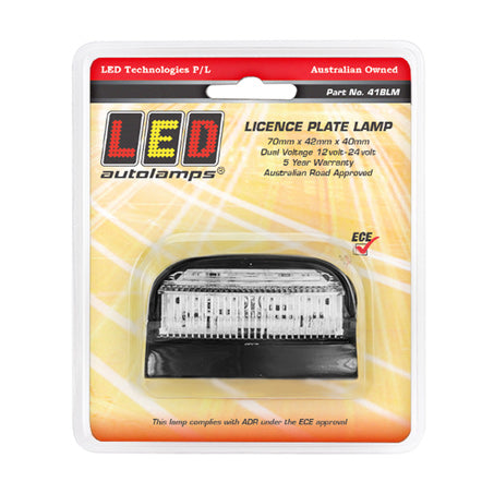 LED Autolamps 41BLM Multi Volt LED Licence Plate Lamp With Black Housing
