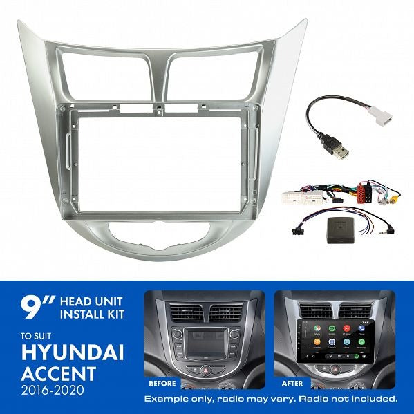 Aerpro AKHY23 | 9" Install Kit Suit Hyundai Accent 2016 - 2020 (Compatible With Pioneer DMH-AP6650BT & Kenwood DMX80AXS)