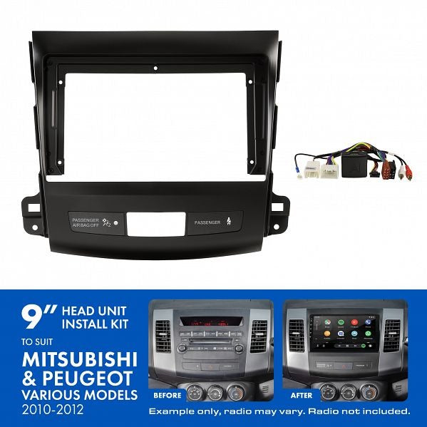 Aerpro AKMB11 | 9" Install Kit Suit Mitsubishi Peugeot 2010 - 2012 (Compatible With Pioneer DMH-AP6650BT & Kenwood DMX80AXS)