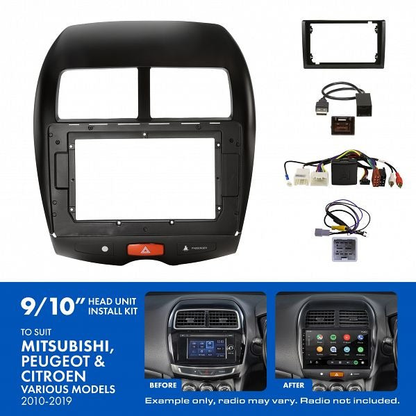 Aerpro AKMB14 | 9/10" Install Kit Suit Mitsubishi & Peugeot 2010 - 2019 (Compatible With Pioneer DMH-AP6650BT & Kenwood DMX80AXS)