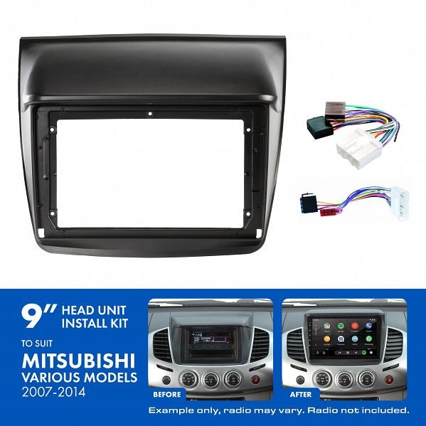 Aerpro AKMB23 | 9" Install Kit Suit Mitsubishi Triton 2007 - 2014 (Compatible With Pioneer DMH-AP6650BT & Kenwood DMX80AXS)