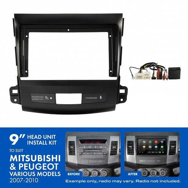 Aerpro AKMB10 | 9" Install Kit Suit Mitsubishi Peugeot 2007 - 2010 (Compatible With Pioneer DMH-AP6650BT & Kenwood DMX80AXS)