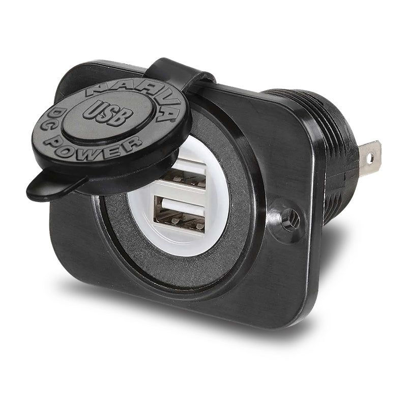 Narva 81134BL 5V 2.5A Heavy-Duty Flush Mount Dual USB Sockets