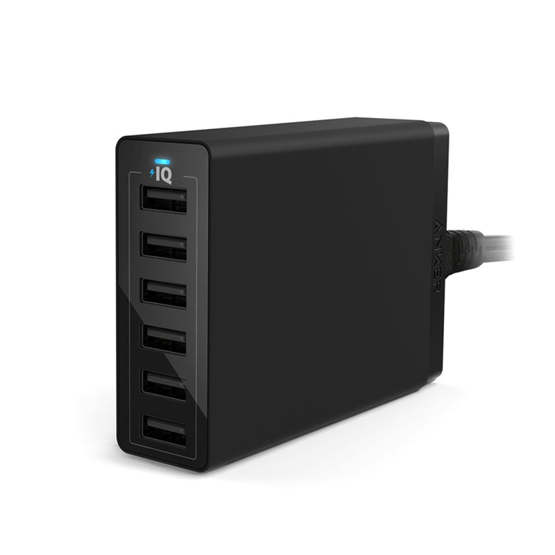 Anker A2123T11 PowerPort 60W 6-Port iPhone/Android/iPad Pro/LG/Nexus/HTC Wall Charger - Black