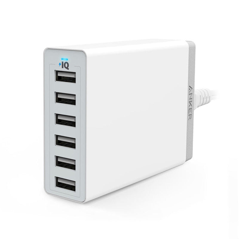 Anker A2123T21 PowerPort 60W 6-Port iPhone/Android/iPad Pro/LG/Nexus/HTC Wall Charger - White