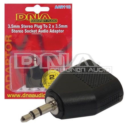 DNA AAR110 3.5mm Stereo Plug To 2 Socket Adaptor - 1 Pack