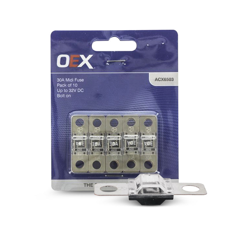 OEX ACX6503 Midi Fuse, 30A Bolt On - Pack of 10