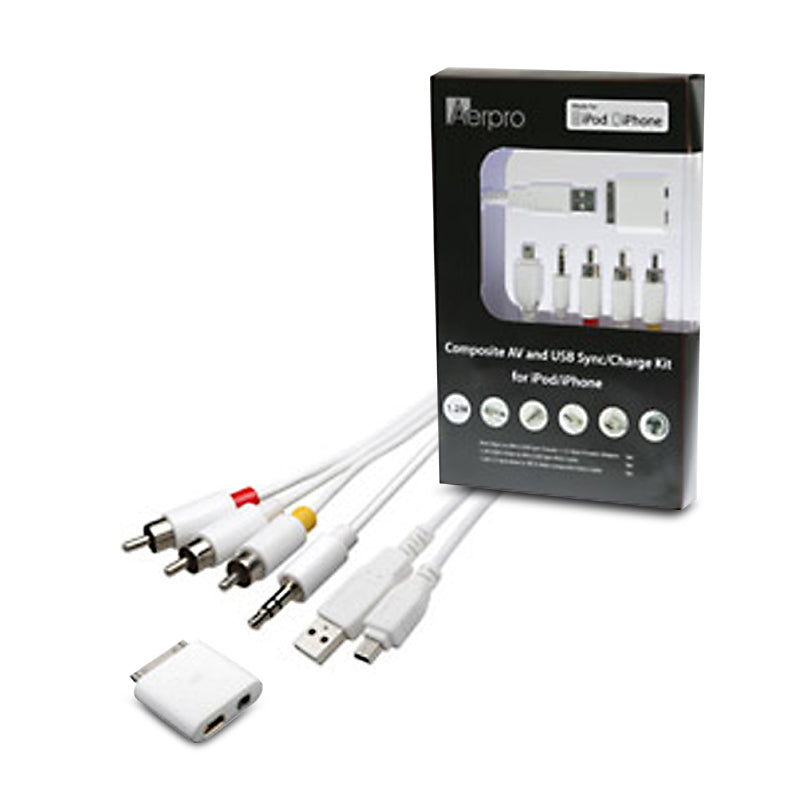 Aerpro APL40 1.5m AV Cable Suits iPad/iPhone/iPod USB & Mini USB Input