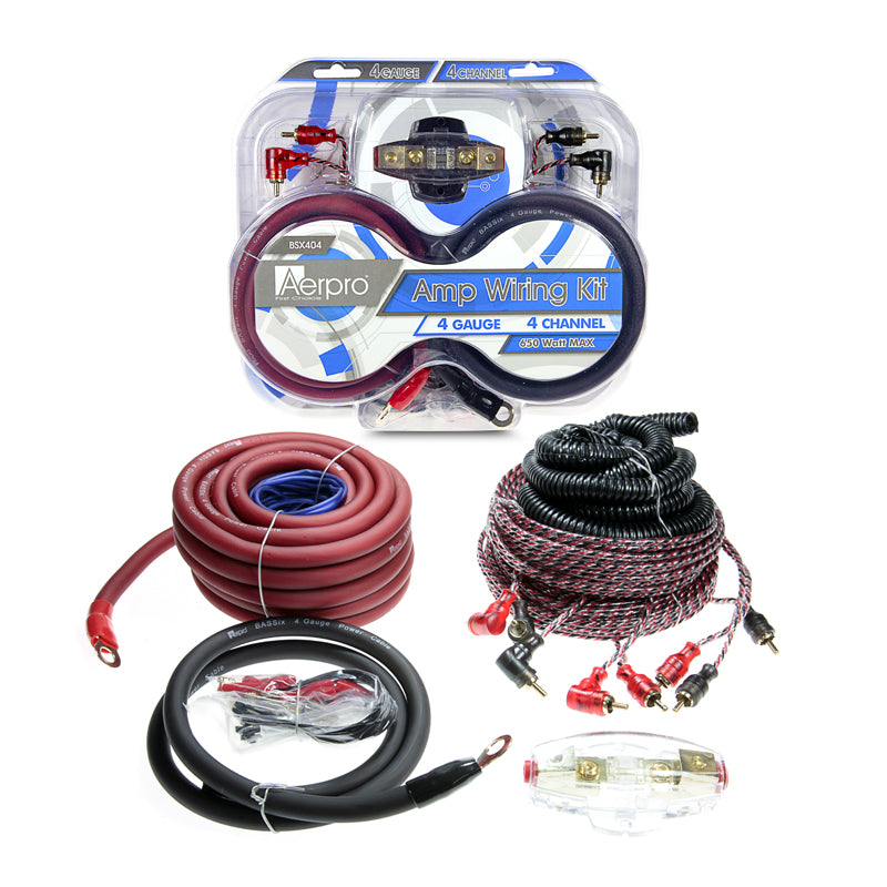 Aerpro BSX404 Bassix 4GA 650W 4-Channel Amplifier Install Wiring Kit