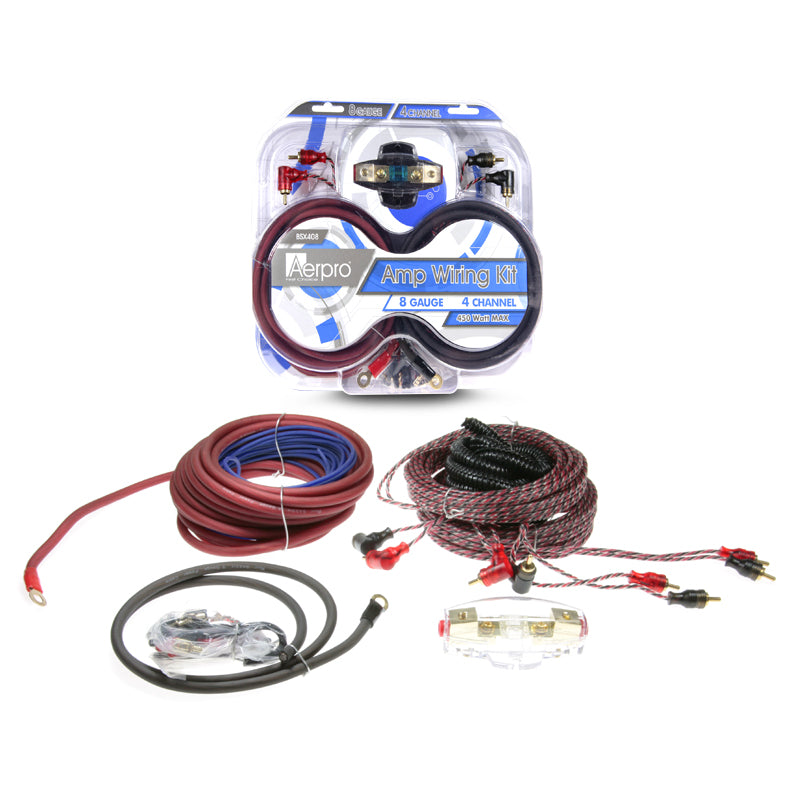 Aerpro BSX408 BASSIX 8GA 4-Channel Amplifier Install Kit