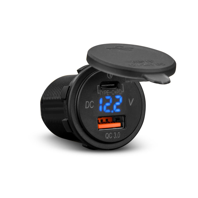 STEDI DUALUSB-SOCKET USB C Port Volt Meter Flush Mount