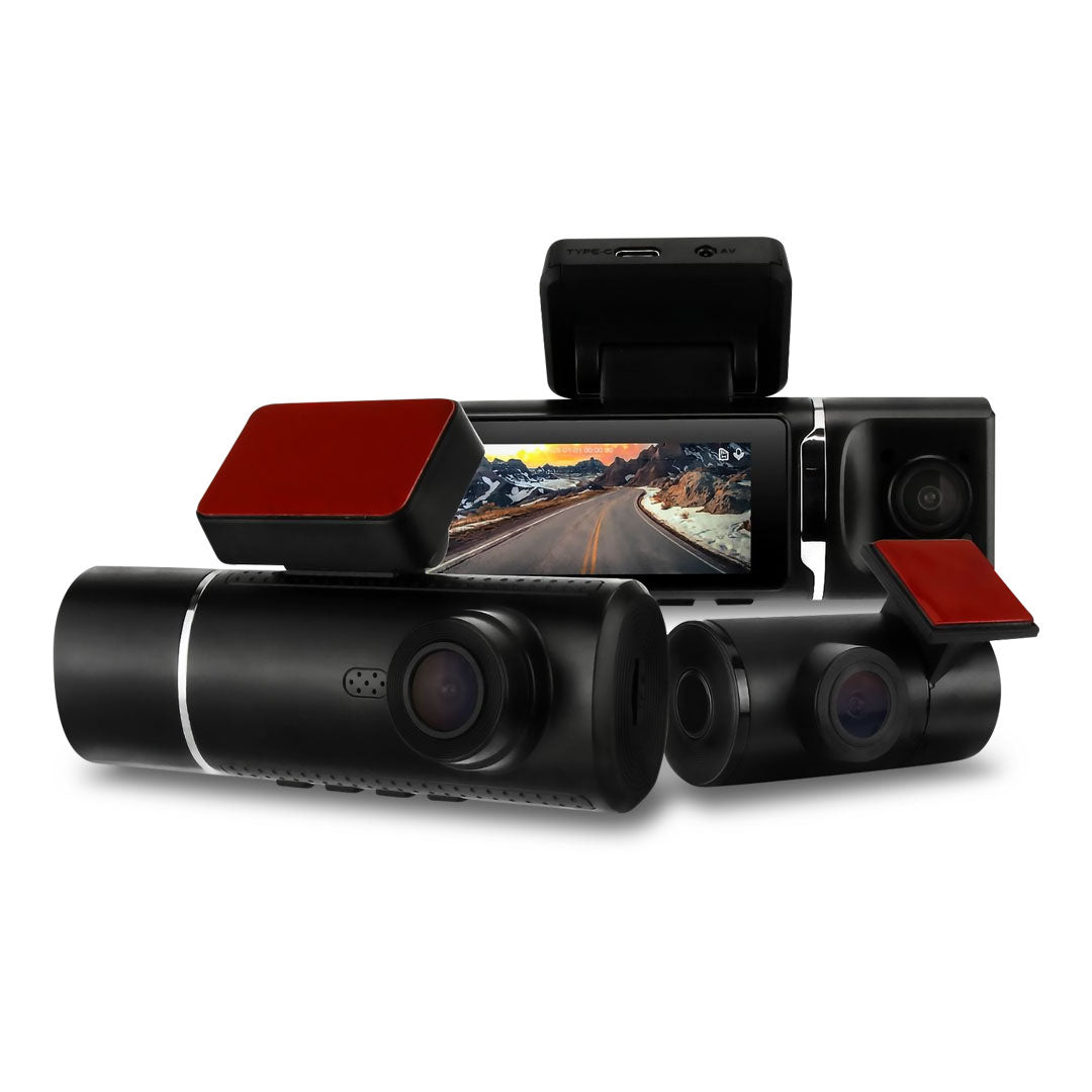 DNA DVR3CHS-4K | 3-Channel Dash Cam Featuring 4K Front, 1080p Rear & 1080P Internal Infrared Camera With A 3 inch IPS Screen