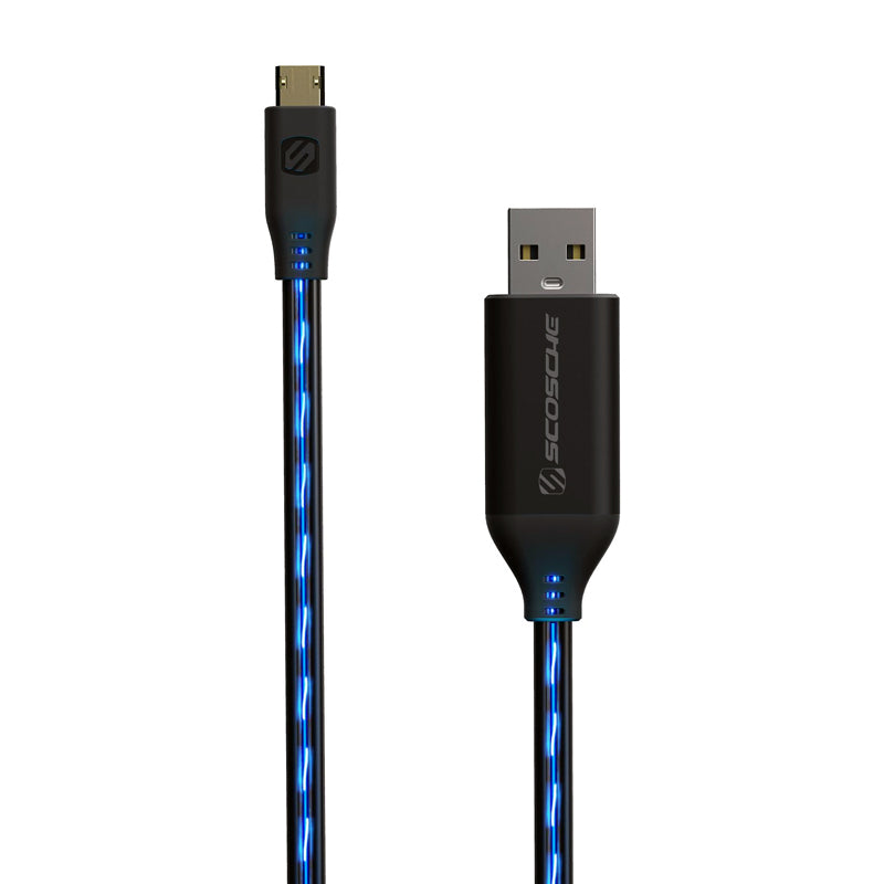 Scosche EZFLOA StrikeLine Flo - Charge & Sync Cable w/ Flowing Charge LED for Micro USB Devices