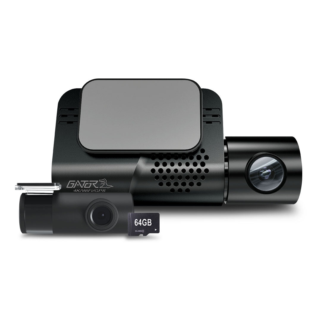 Gator G4KDVR32 | 4K Front 1080P Rear Dash Cam Kit Wi-Fi GPS - 64GB