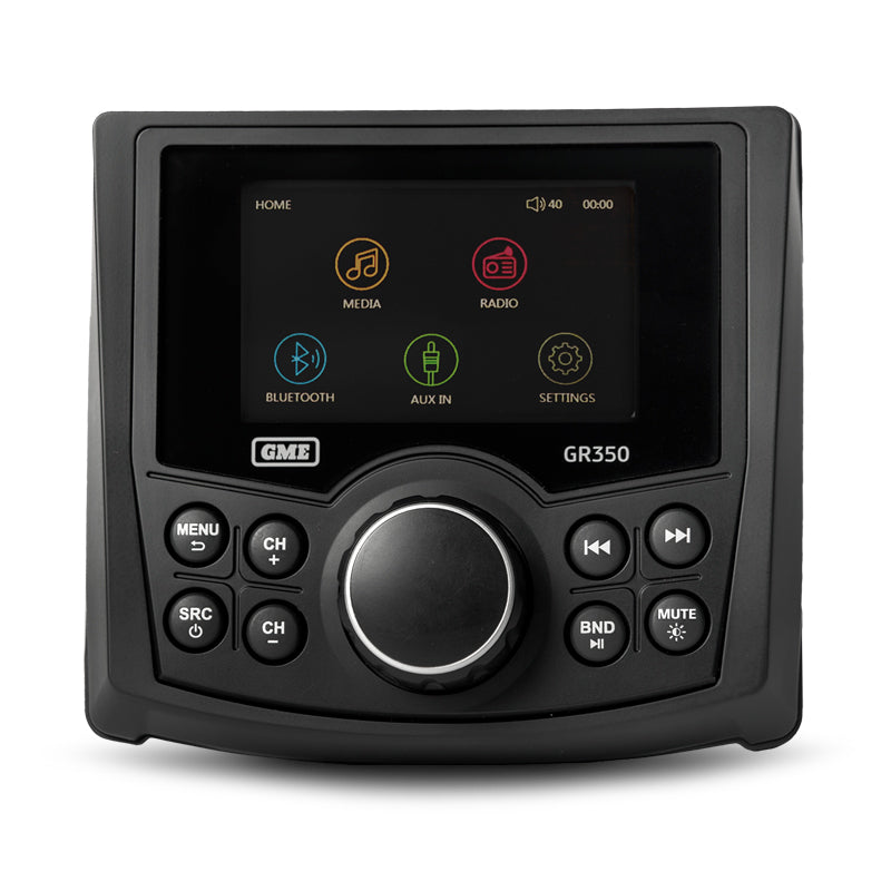 GME GR350BTB AM/FM Marine Stereo with Bluetooth & USB/AUX Input - Black