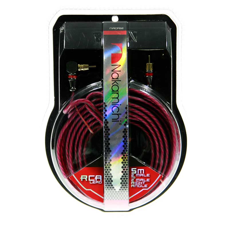 Nakamichi NRCA52 2-Channel Wine Red Right Angle RCA Cable - 5 Metres