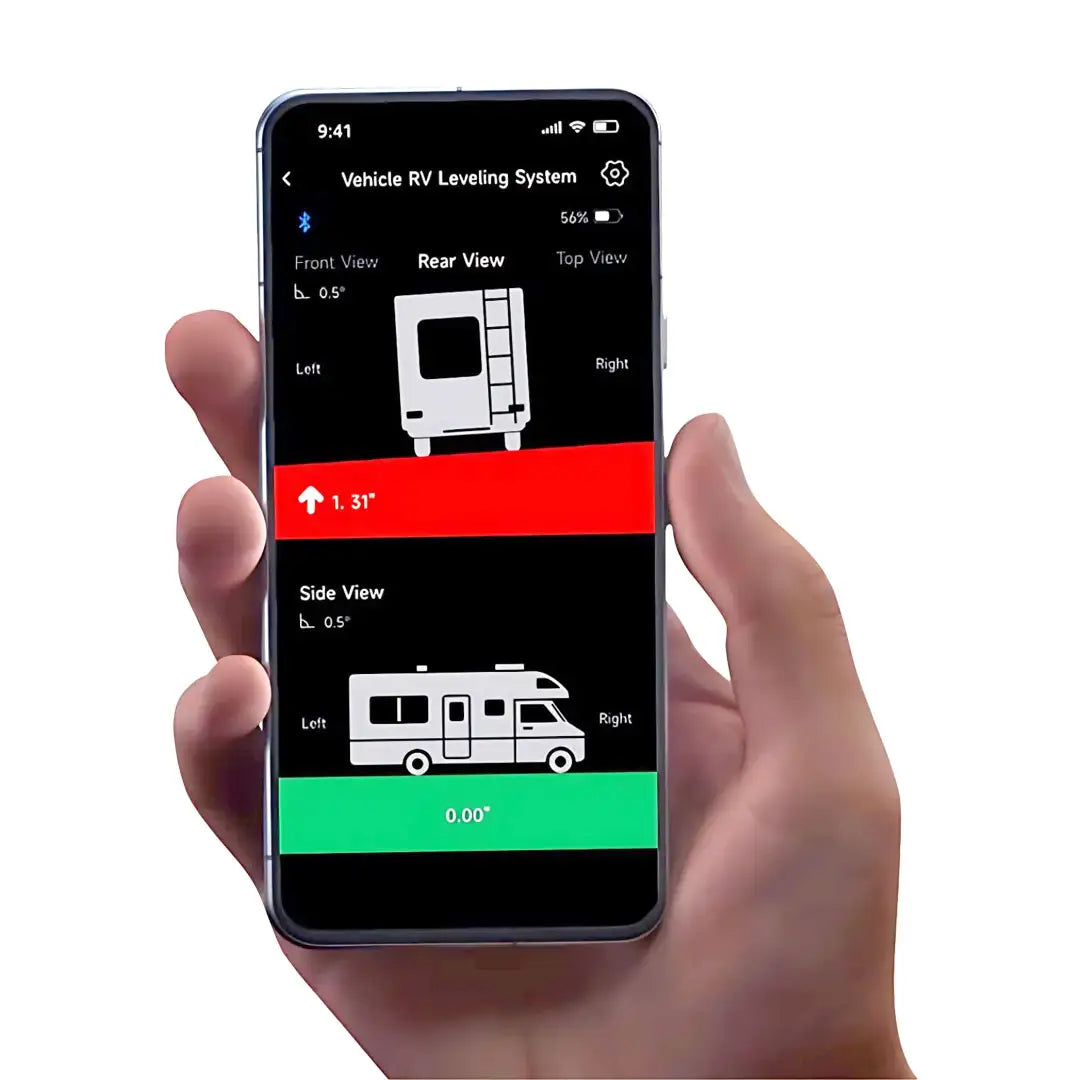 Oricom RV Smart Leveller showing application connected to phone