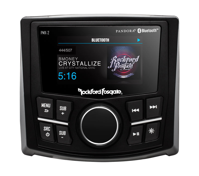 Rockford Fosgate PMX-2 Punch Marine Compact AM/FM/WB Digital Media Receiver 2.7" Display