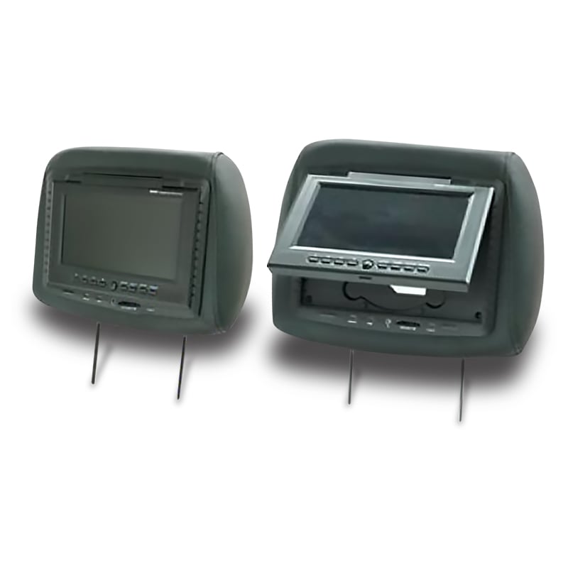 Mongoose Q440 Beige 9" Colour LCD Monitor Headrest With Built-In DVD Player - Pair