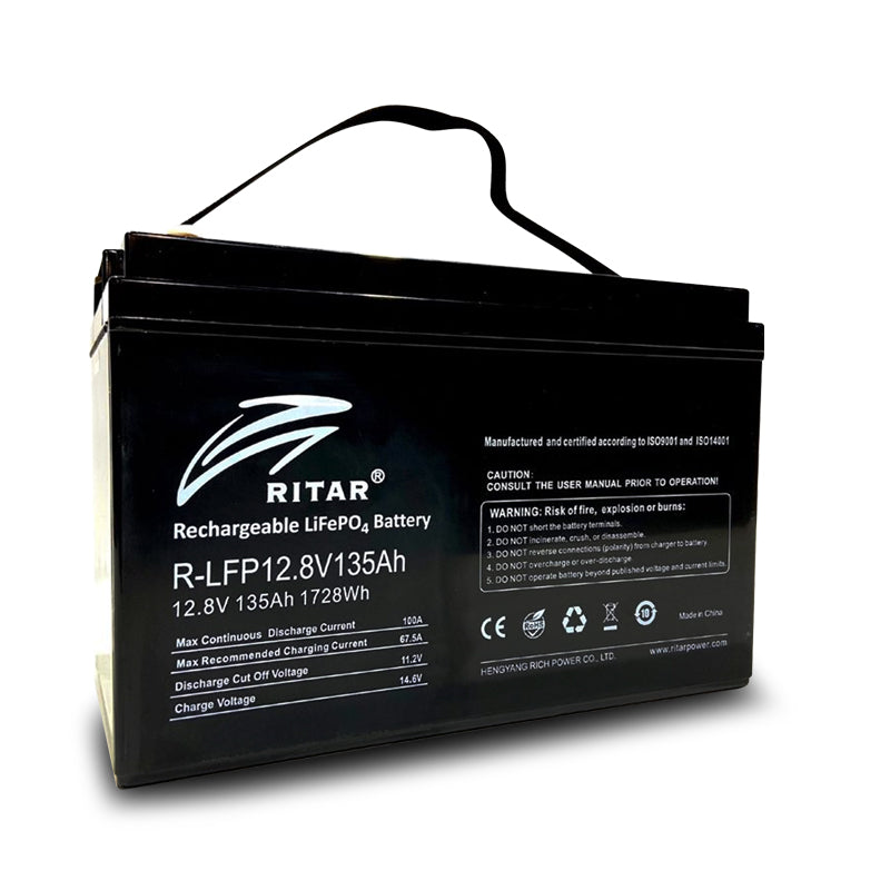 Ritar R-LFP12.8V135AH 1728wh Rechargeable Lithium Iron Phosphate Battery
