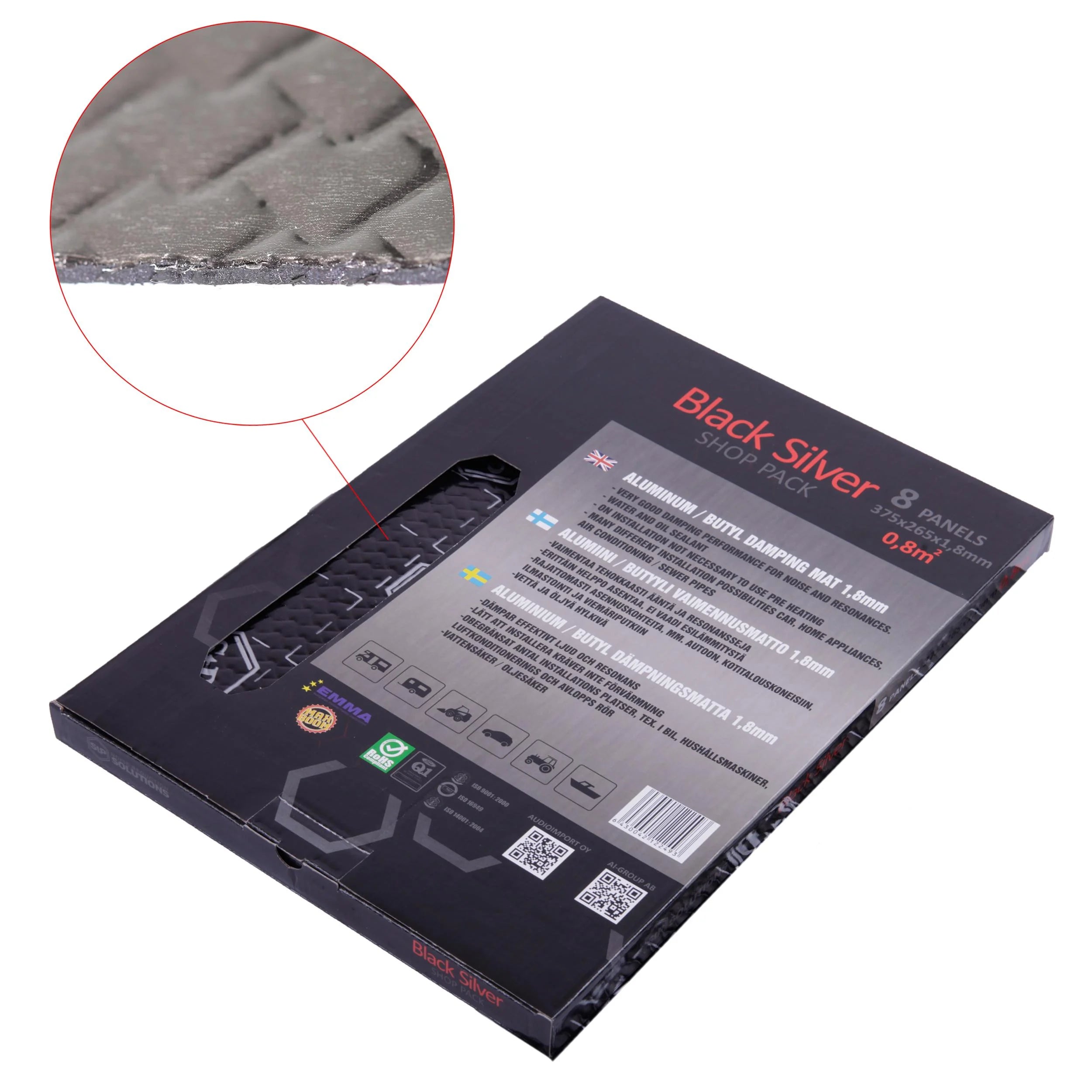 STP STPBSSP | Silver Line Black-Silver: 1.8mm Vibration-Damping and Sound-Proofing Material Shop Pack