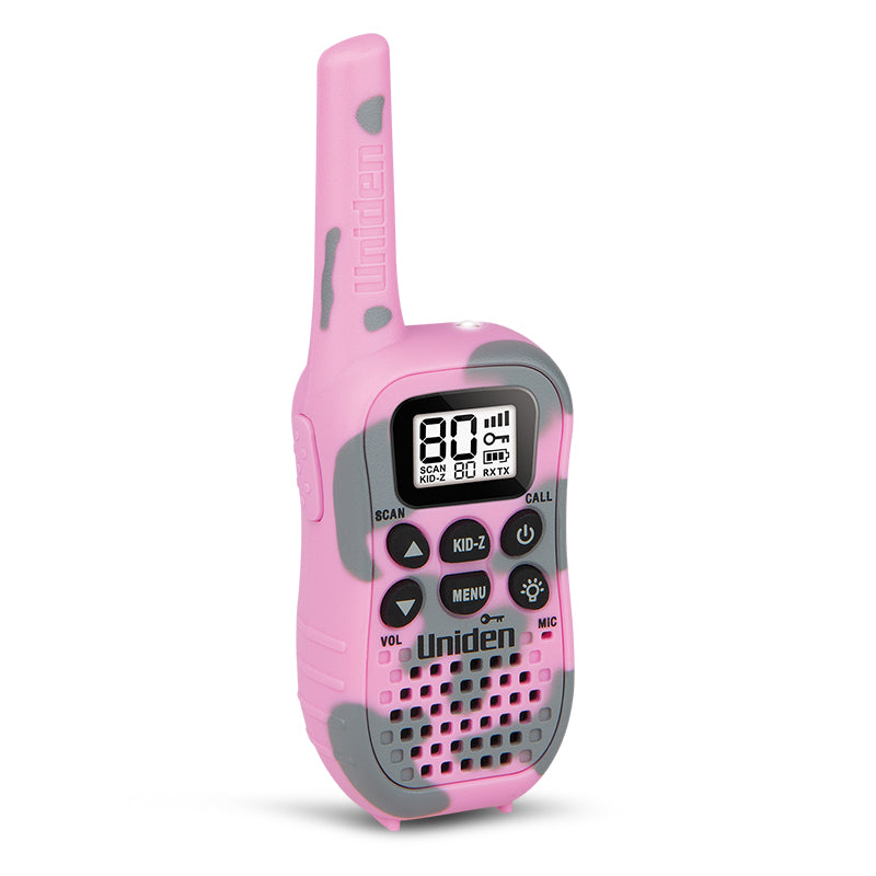 Uniden UH45CP 80 Channel UHF CB Handheld Radio (Walkie-Talkie) With Kid Zone – Pink Camouflage Colour