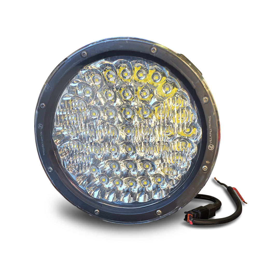 Villain Lighting VIL-9DL-225 9" Pro Driving Lights 225 Watt Cree LED 19000 Lumen Spotlight (Pair) with Narva 74402 12V 4WD Driving Light Wiring Harness Package