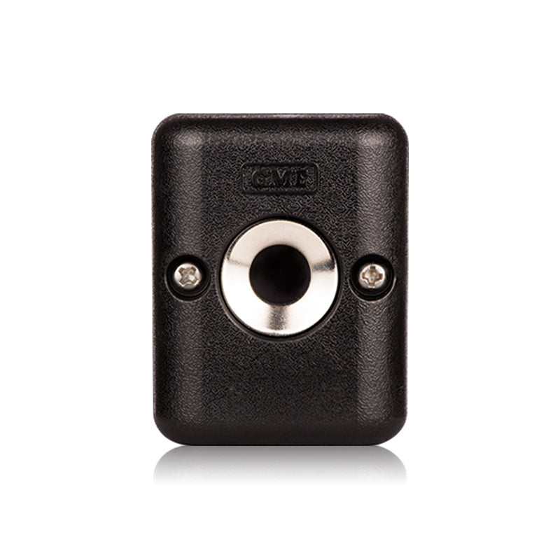 GME magnetic microphone mounting bracket in black with central mounting hole and visible 3M adhesive patch for easy vehicle installation.