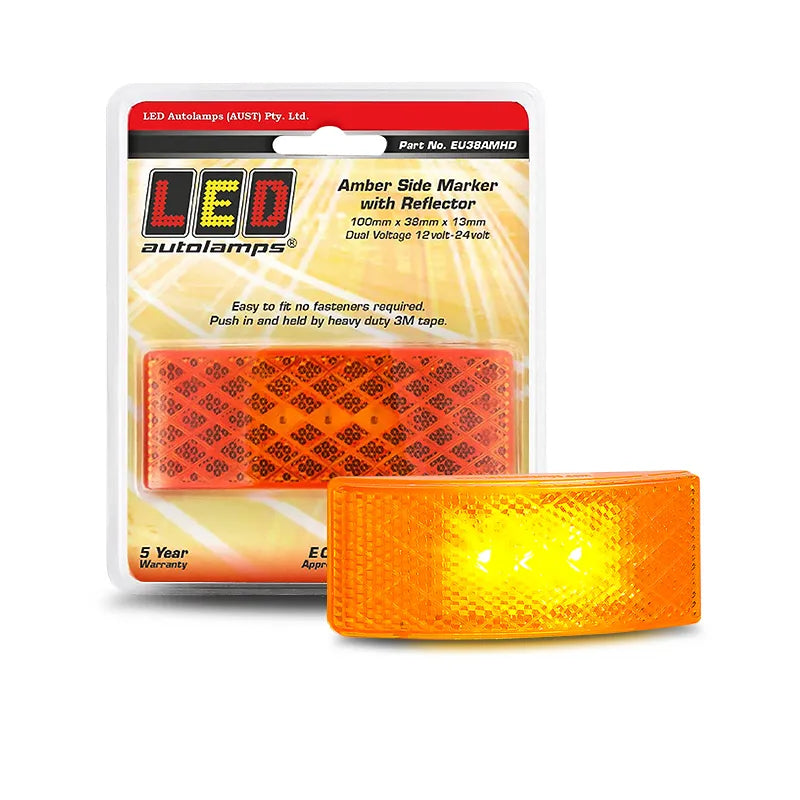 LED Autolamps EU38AMHD 12/24V Amber Side Marker With In Built Reflector