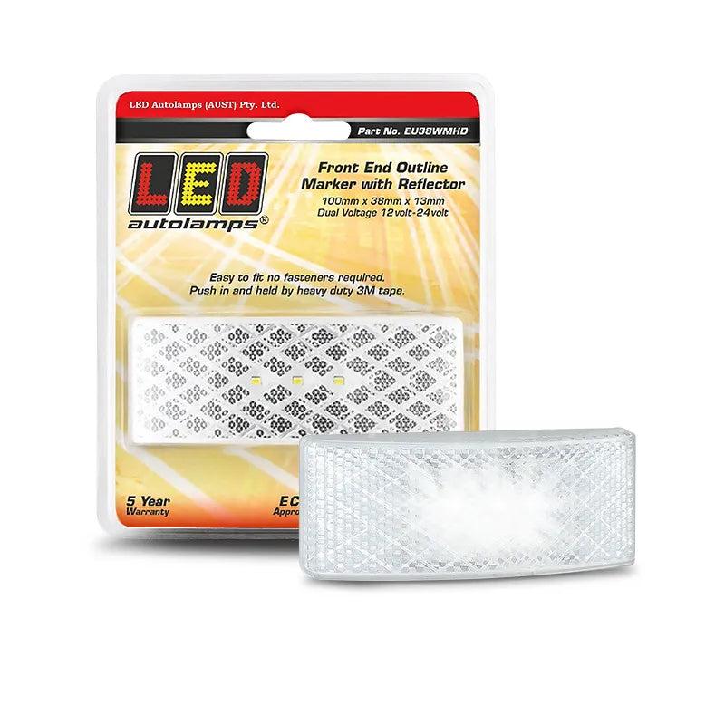 LED Autolamps EU38WMHD 12-24V Front Marker LED White With Reflector Perm Mount