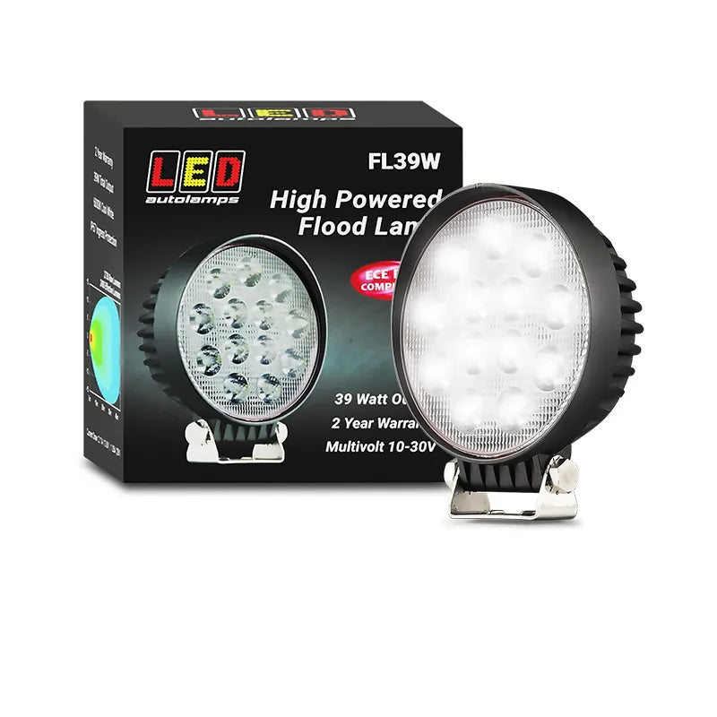 LED Autolamps FL39W 10/30V Heavy Duty 39 Watt Flood Lamp Black Die Cast Alloy