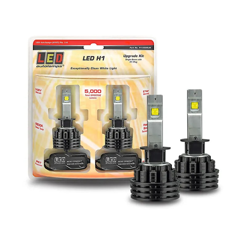 LED Autolamps H1-5000LM 9/32V H1 LED Headlight Kit Single Beam Twin Blister
