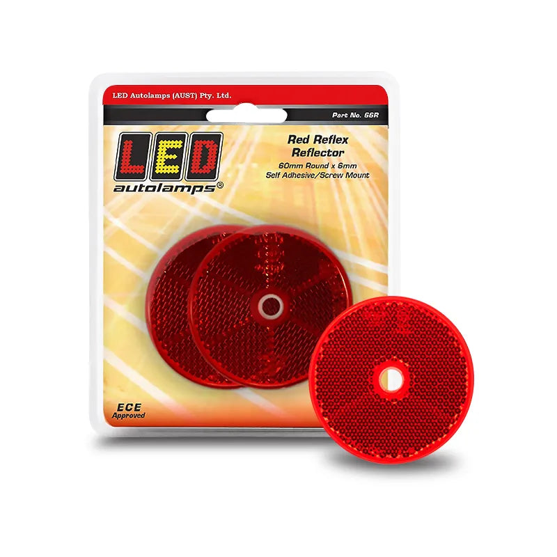 LED Autolamps 66R Twin Blister Red Round Reflector Ece App