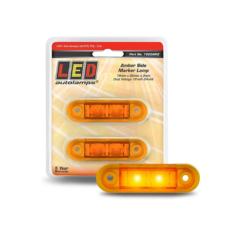 LED Autolamps 7922AM2 12/24V Amber Side Marker