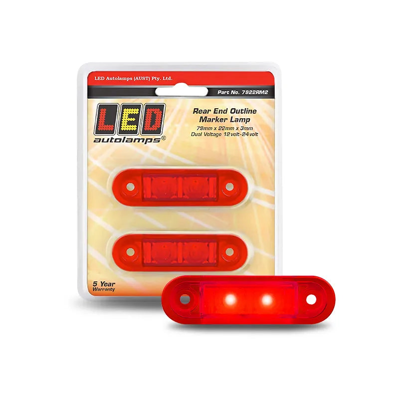 LED Autolamps 7922RM2 12/24V Red Side Marker