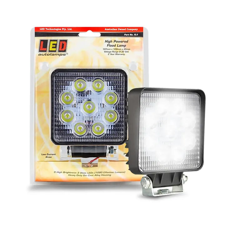 LED Autolamps FL1 9/32V Heavy Duty High Powered Square LED Flood Lamp