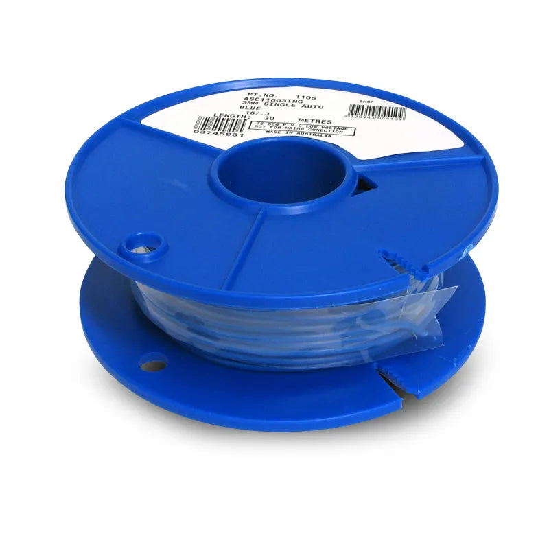 OEX ACX0704 3mm Single Core Automotive Cable, Blue - 30m Roll