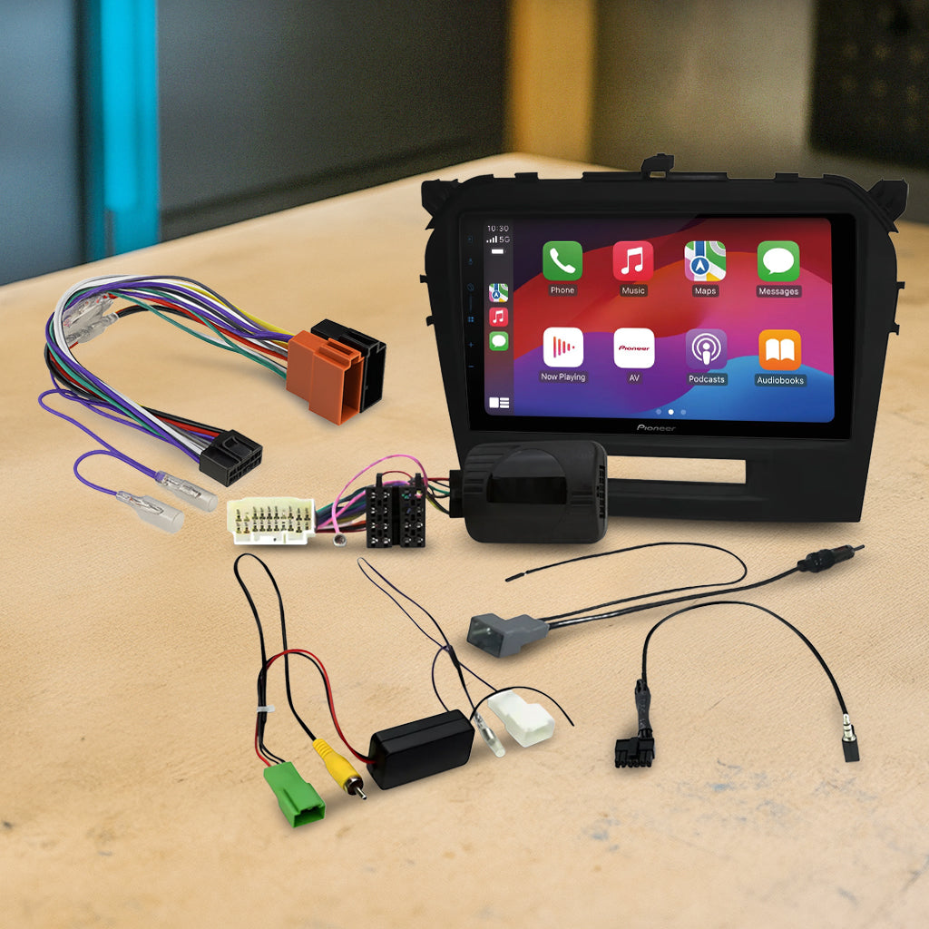 Pioneer DMH-AP6650BT 9" Apple CarPlay/Android Auto Wireless AV Receiver Bundle for Pioneer DMH-AP6650BT 9 with HR9-SZ003 Fascia & Aerpro APP8PIO9 APP8 Secondary ISO Harness Suit Pioneer AV Headunits (13-Pin Connector) Harness