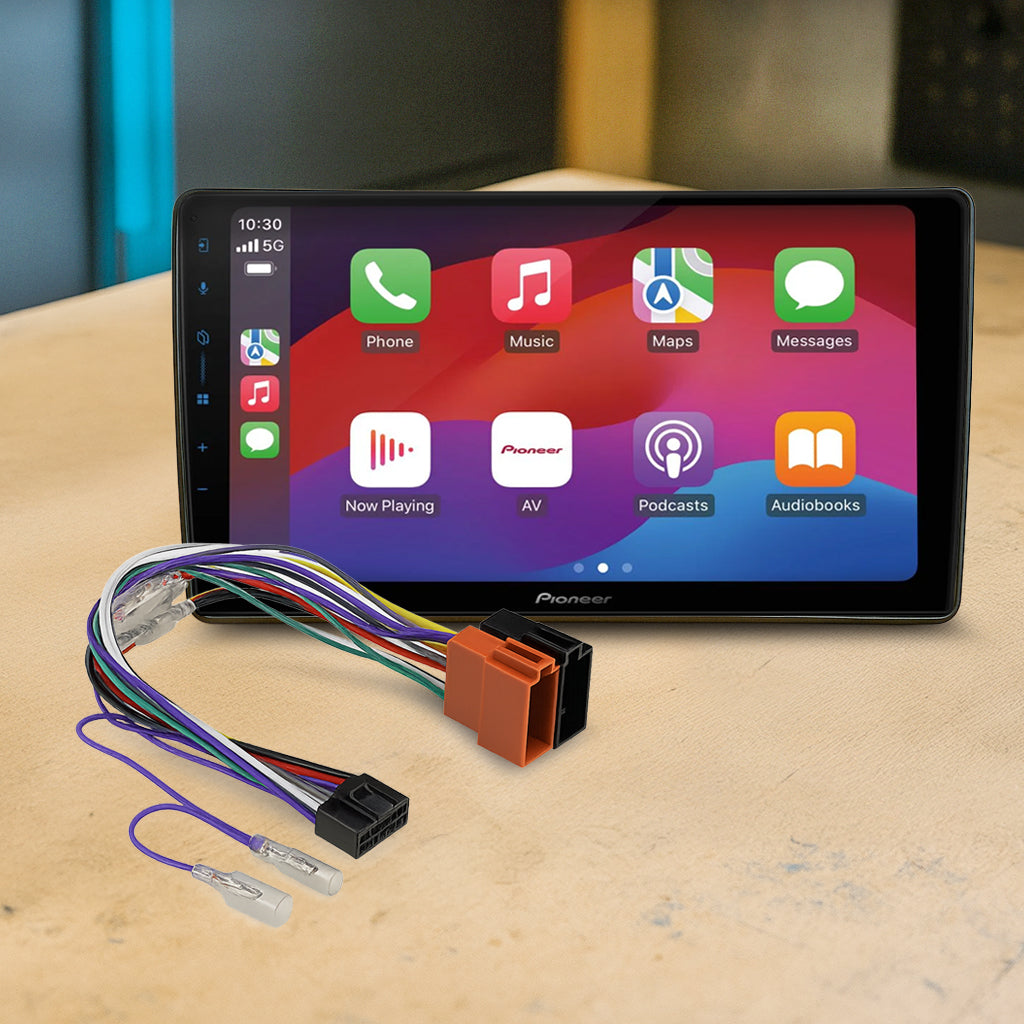 Pioneer DMH-AP6650BT 9" Apple CarPlay/Android Auto Wireless AV Receiver Bundle for Pioneer DMH-AP6650BT 9 with SF9002 Fascia & Aerpro APP8PIO9 APP8 Secondary ISO Harness Suit Pioneer AV Headunits (13-Pin Connector) Harness