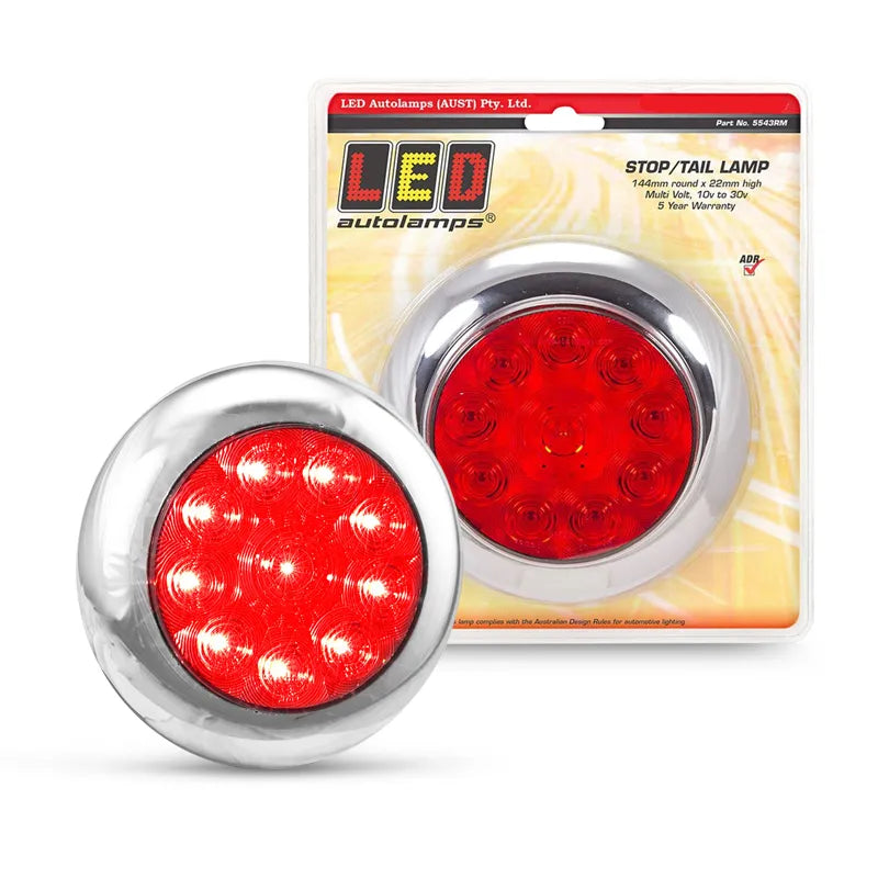 LED Autolamps 5543RM Multi Volt Round Stop/Tail/Turn Lamp Chrome