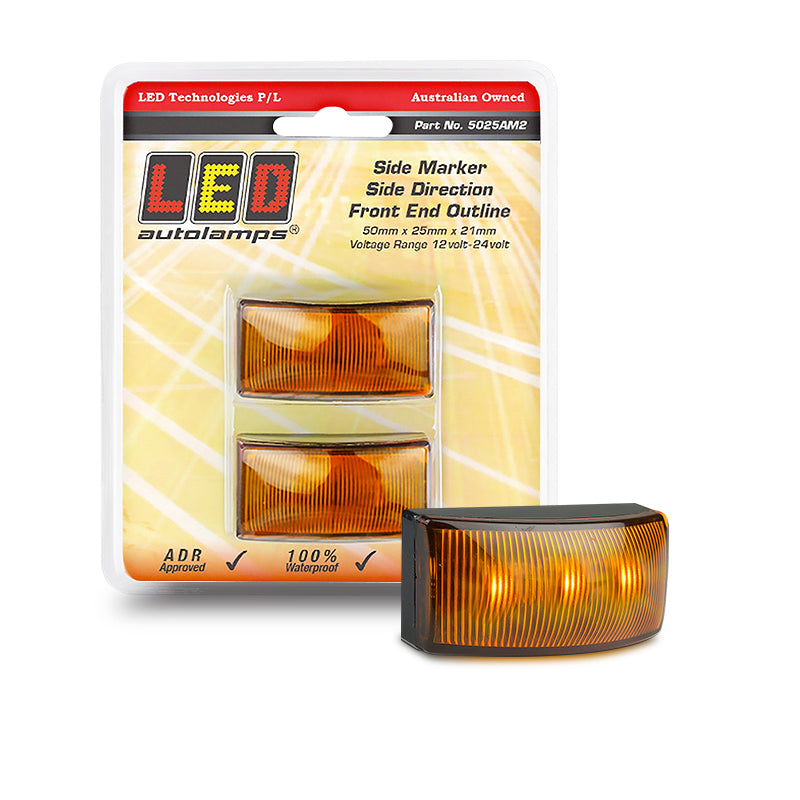 LED Autolamps 5025AM2 Side Marker/Side Direction/Front End Outline Twin Blister
