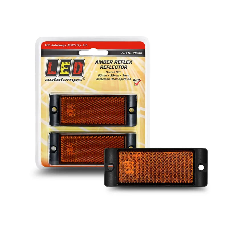 LED Autolamps 7035A Amber Reflector With Mounting Bracket Twin Blister Pack