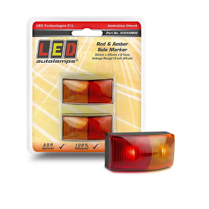 LED Autolamps 5025ARM2 Red/Amber Side Marker Twin Blister