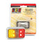 LED Autolamps 35CARM red and amber side marker lamp beside its retail blister pack