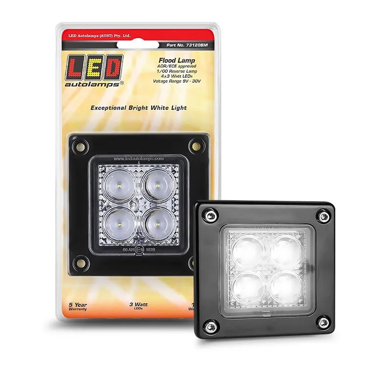 LED Autolamps 73120BM 9/30V Flood/Reverse Lamp Recessed Mount Black E. Coating