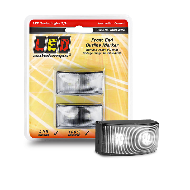 LED Autolamps 5025WM2 White Side Marker Twin Pack