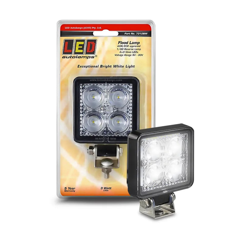 LED Autolamps 7312BM 9/30V 12 Watt Flood Lamp/Reverse Lamp Blister Pack
