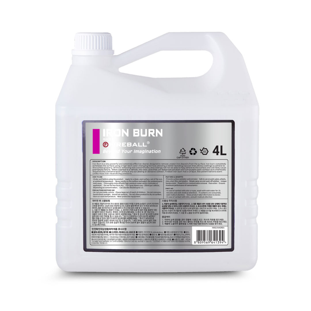 Fireball FB2-IRONB-4000 Iron Burn+ 4L – professional-grade iron remover for paint, wheels, and glass