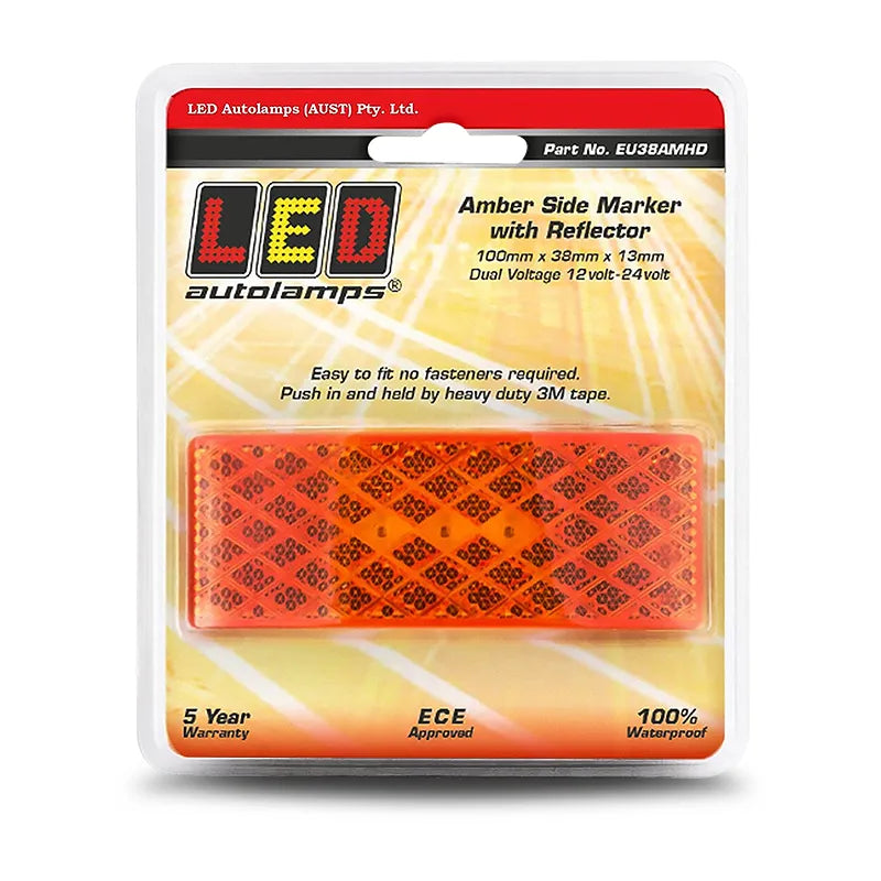 LED Autolamps EU38AMHD 12/24V Amber Side Marker With In Built Reflector